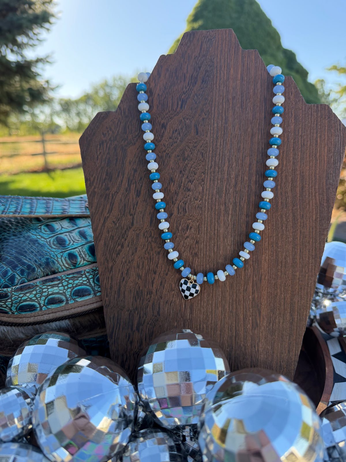 Checkered Heart Necklace